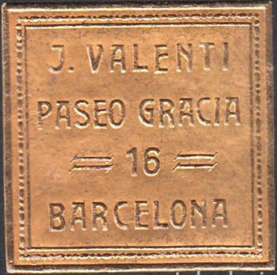 Clic per ampliar fotografia o plànol Etiqueta comercial històrica de Valentí al Passeig de Gràcia, núm. 16 de Barcelona
