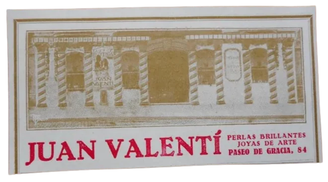 Clic per ampliar fotografia o plànol Targeta comercial històrica de Valentí al Passeig de Gràcia, núm. 84 de Barcelona